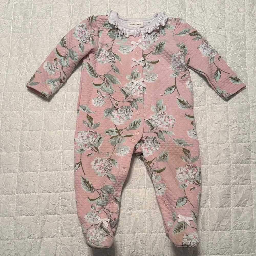 Laura Ashley Pink Floral Quilted Footie